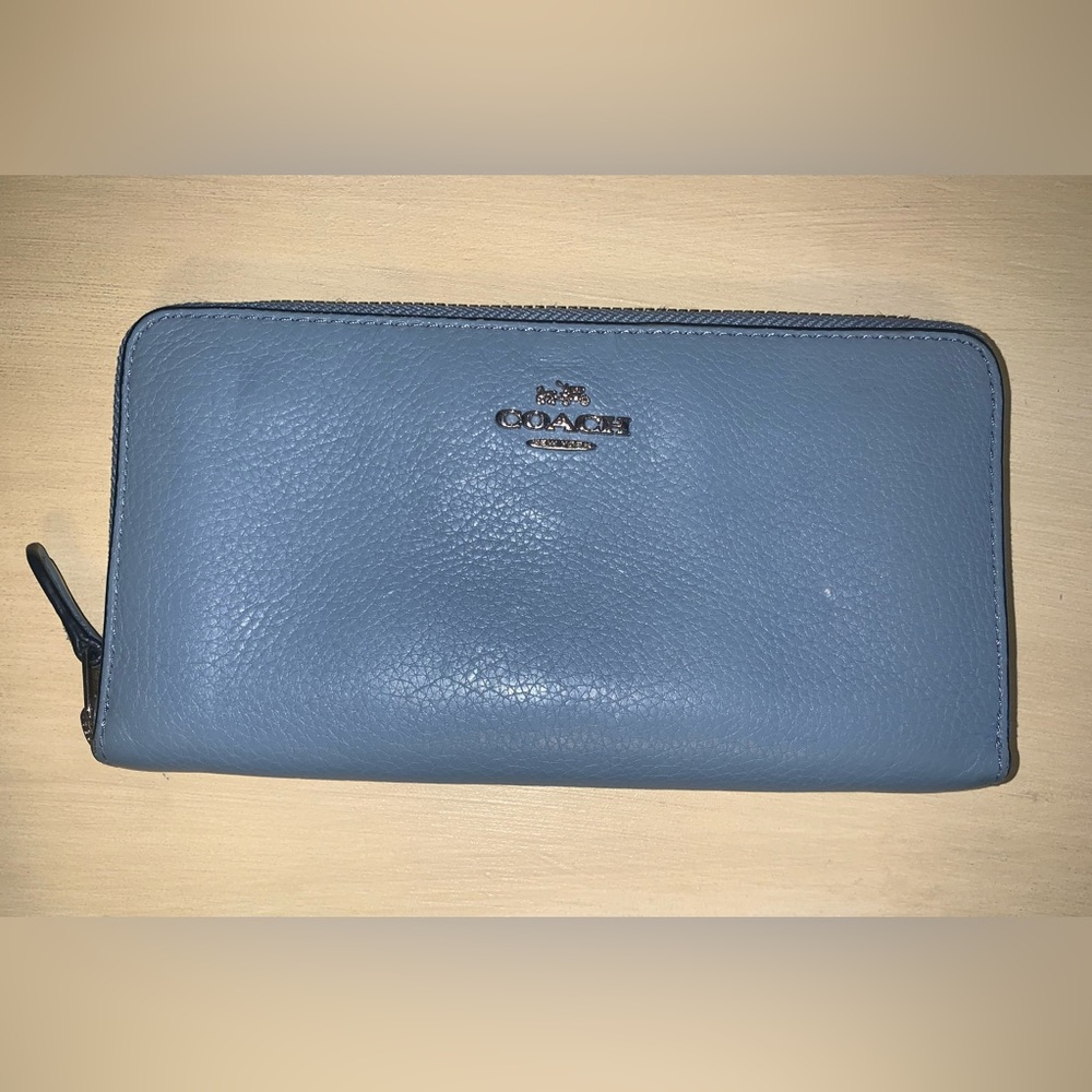 Coach Pebbled Leather Light Blue